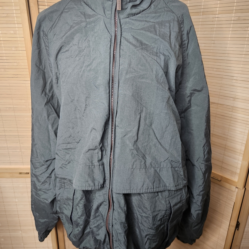 Dockers Golf Windbreaker Jacket Mens Large Green Nylon Full Zip Lightweight Vint